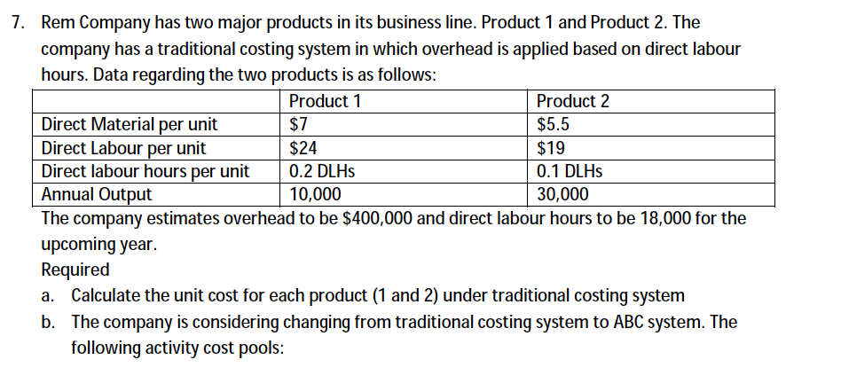 HOW TO SOLVE THIS QUESTION T. Rem Company has two major products