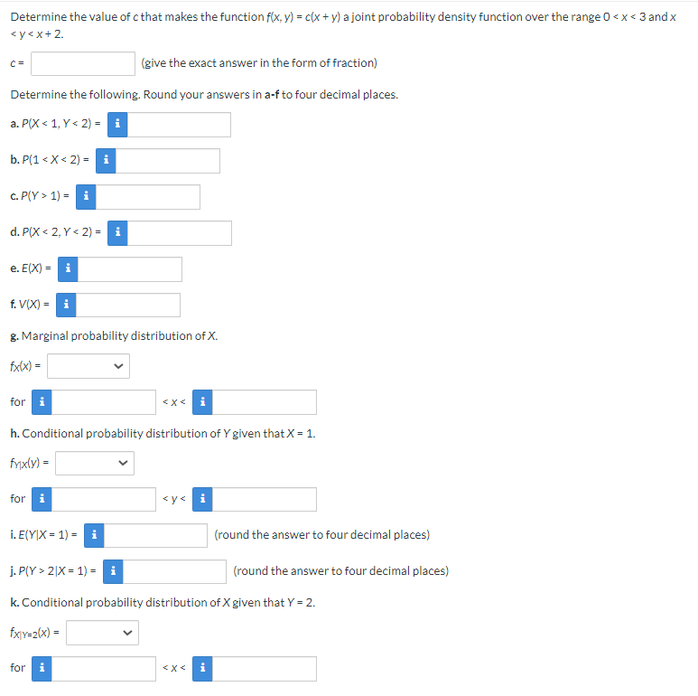  Determine the value of c that makes the function f(x, y)