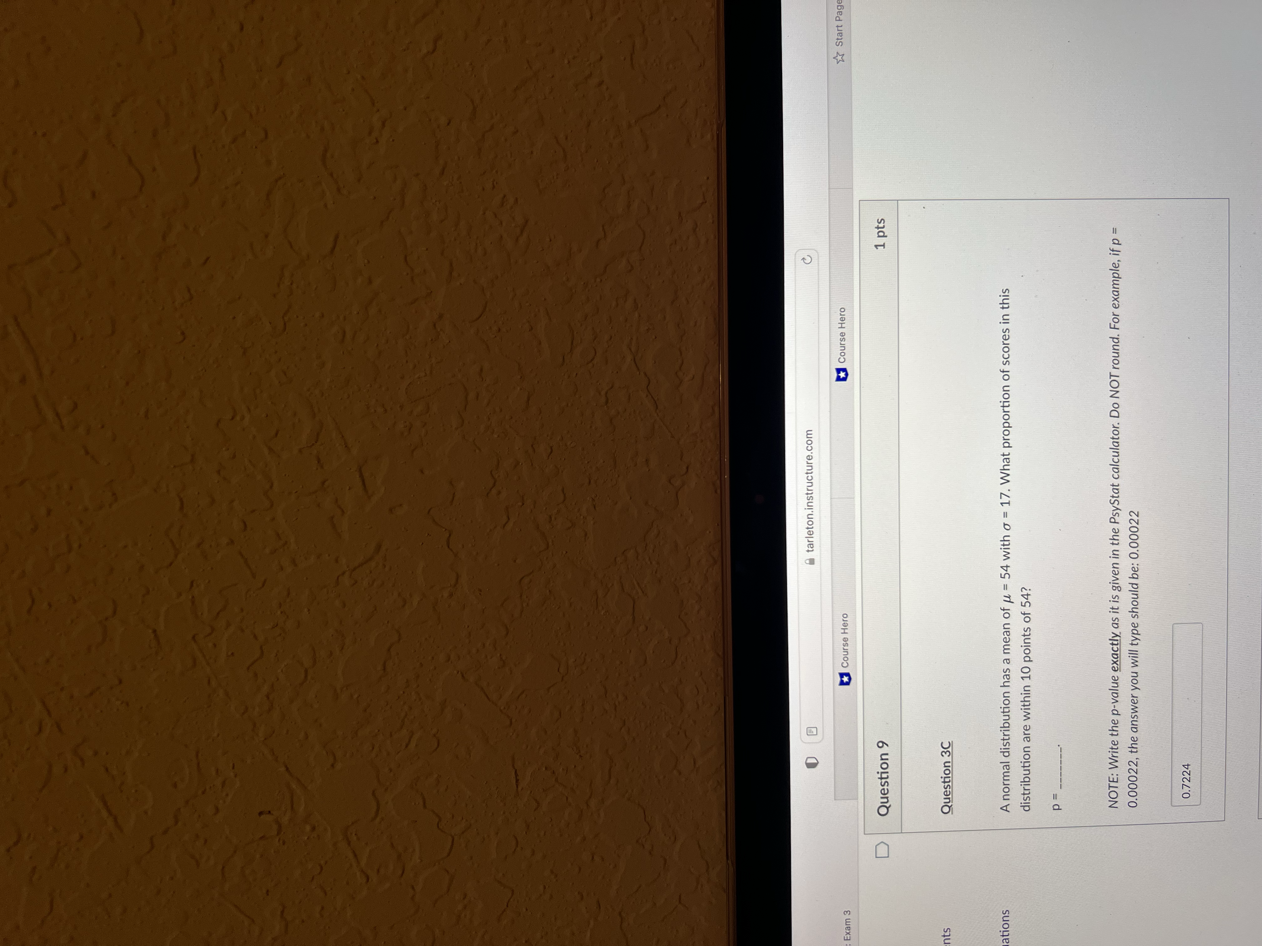 tarleton.instructure.com Exam 3 Course Hero Course Hero Start Page Question 9