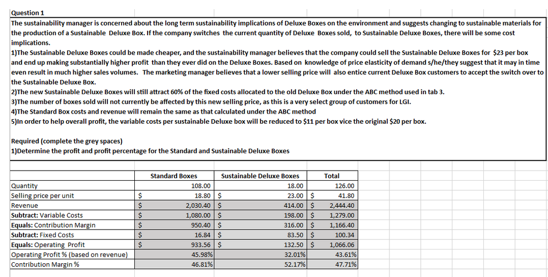 Question 1 | The sustainability manager is concerned about the long