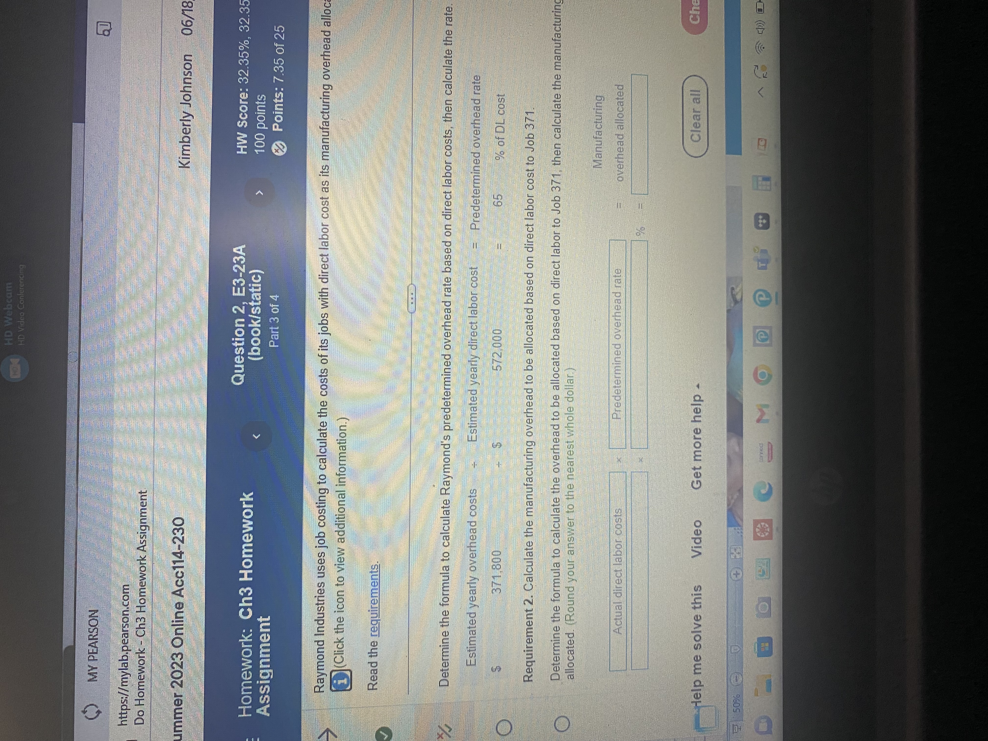  HD Webcam HD Video Conferencing MY PEARSON https://mylab.pearson.com Do Homework -