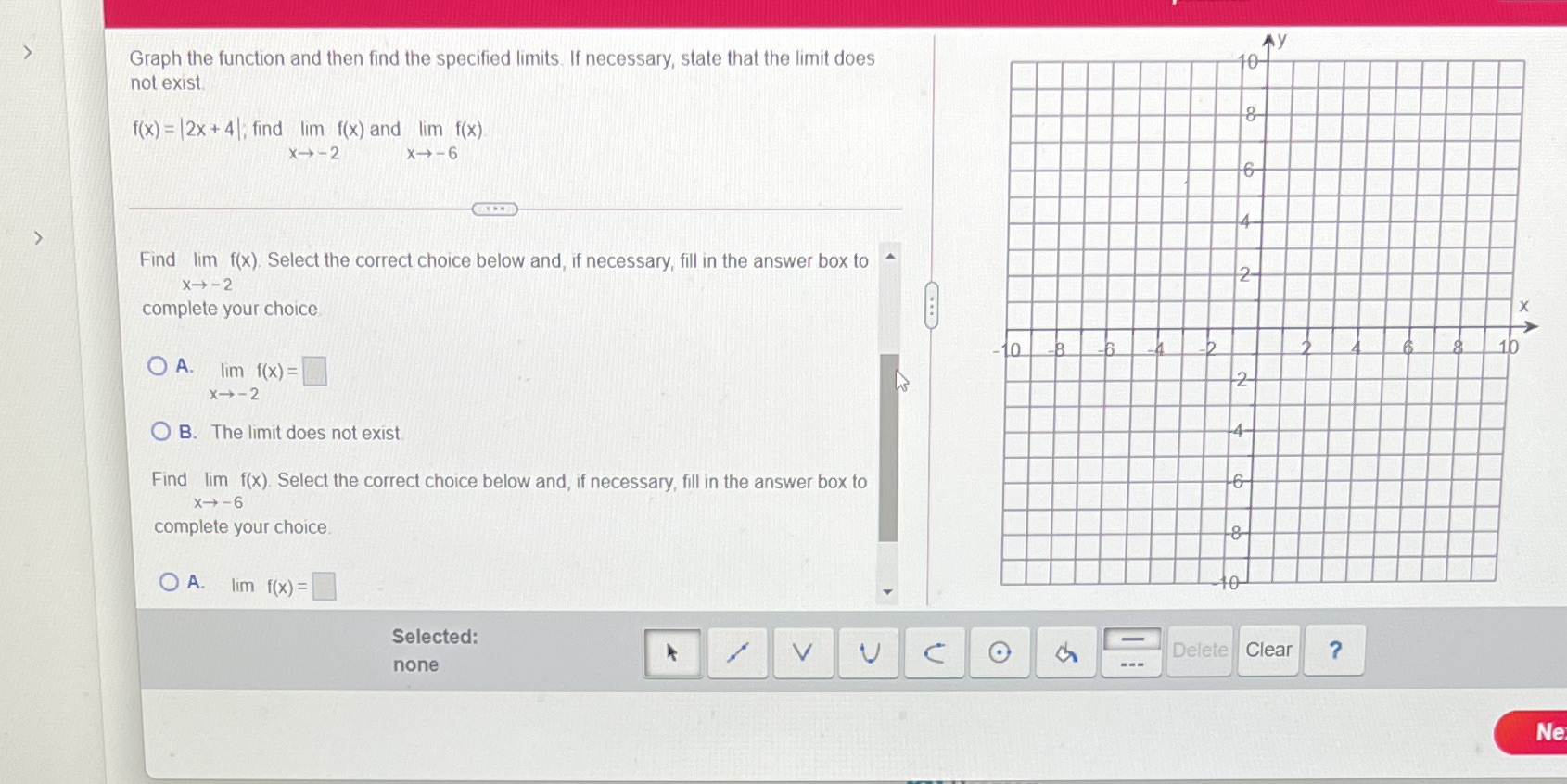 Graph the function and then find the specified limits. If necessary,