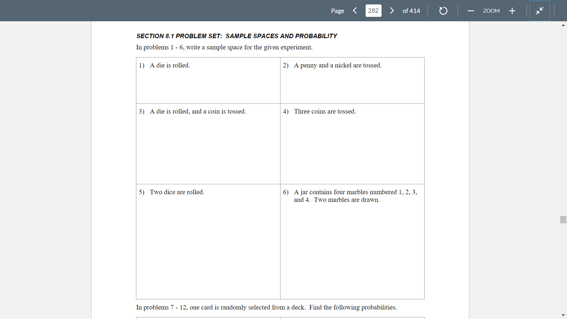  Page of414 SECTION 6.1 PROBLEM SET: SAMPLE SPACES AND PROBABILITY In