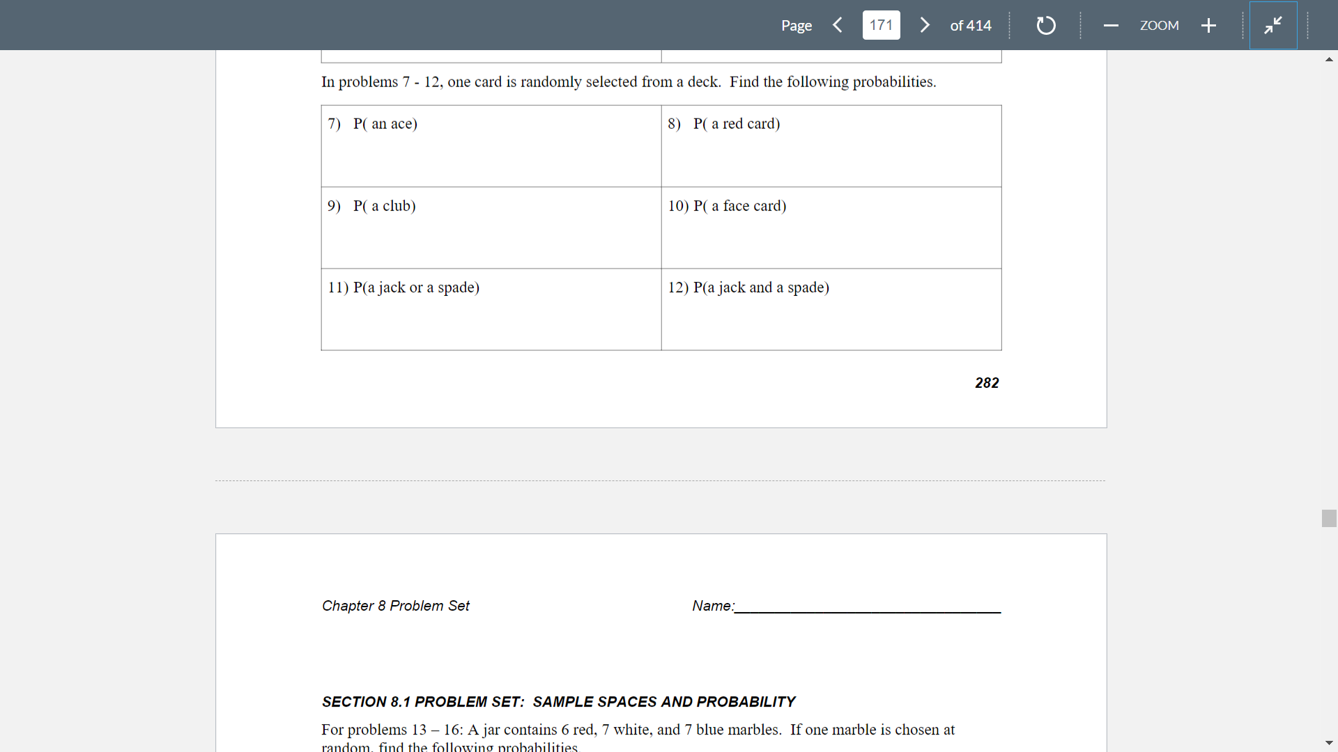 problems 1 - 6, write a sample space for the given experiment.