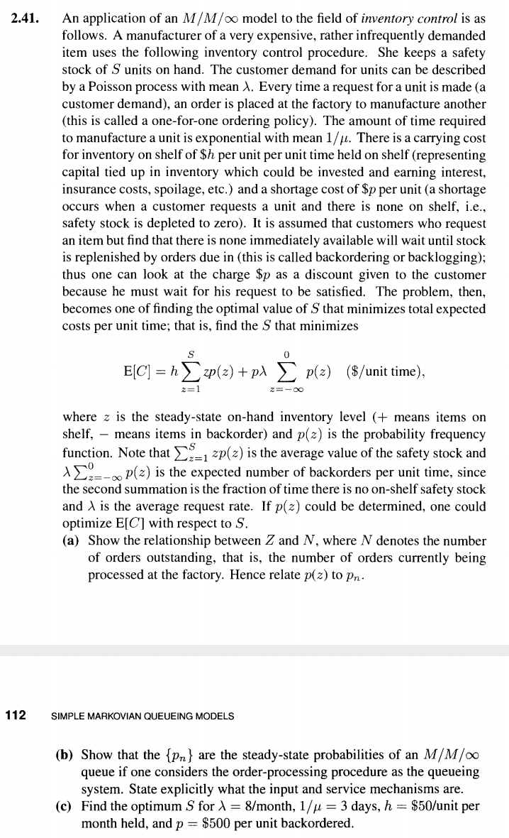 Question 2.41. Please help! Reference: Fundamentals of Queueing Theory. Fourth Edition. Donald