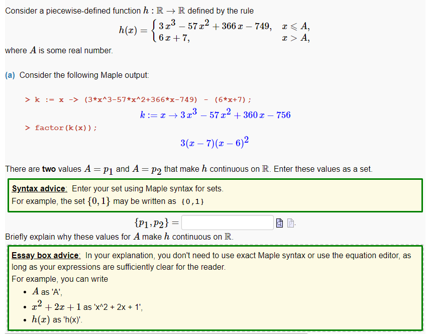  Consider a piecewise-defined function h : IR - R defined by