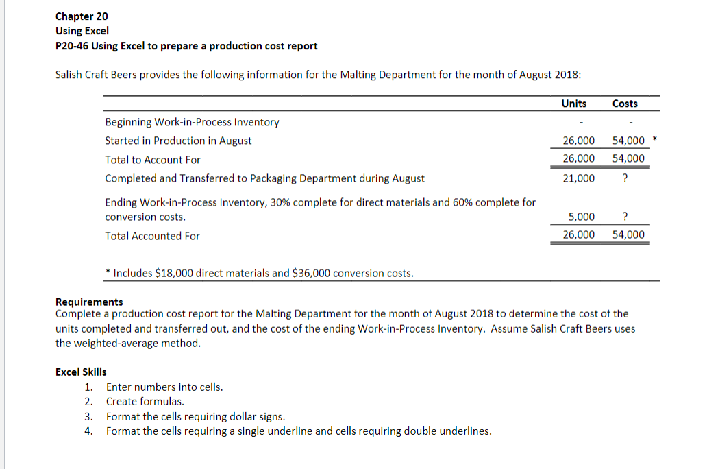 Chapter 20 Using Excel P2046 Usi ng Excel to prepare a