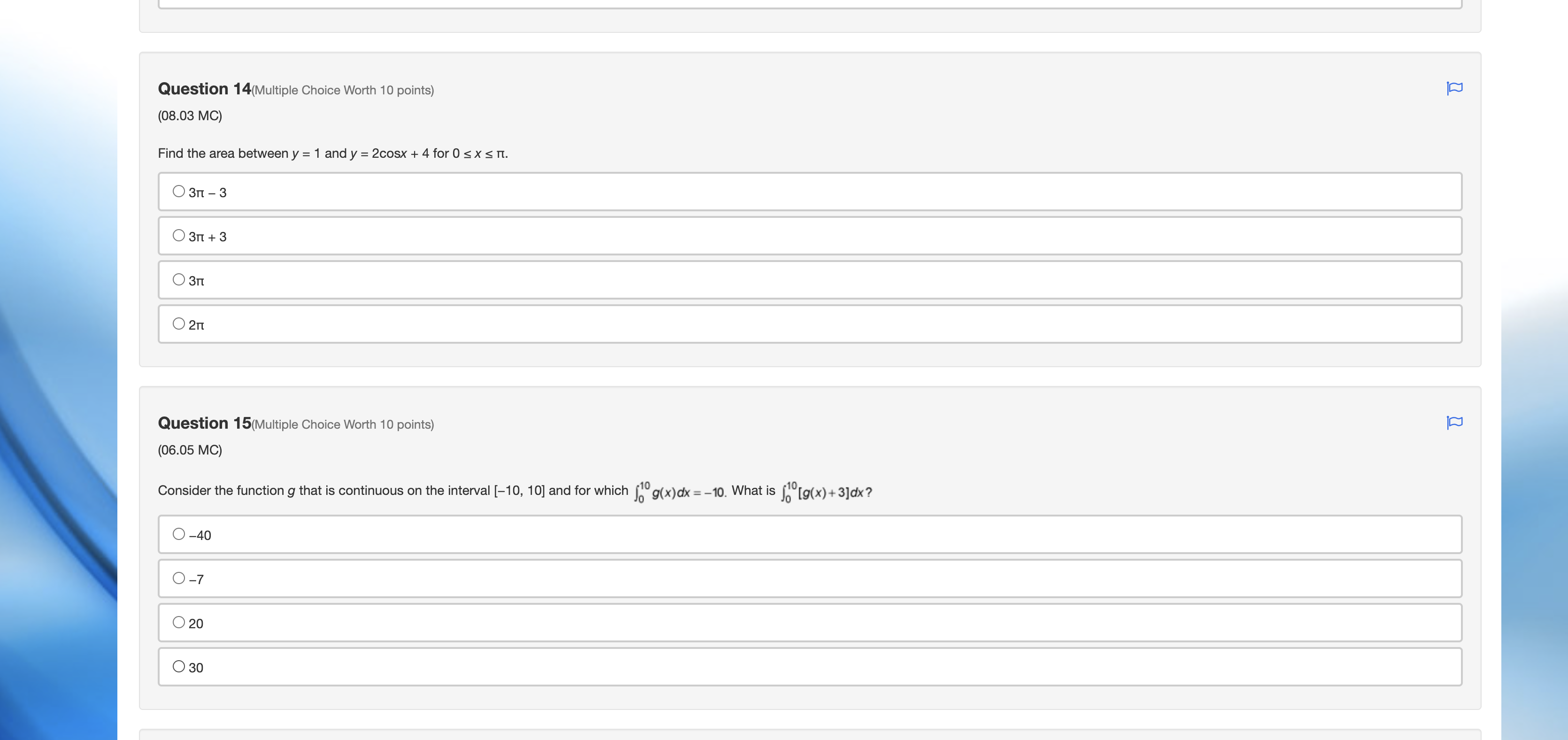  Question 14(Multiple Choice Worth 10 points) (08.03 MC) Find the area