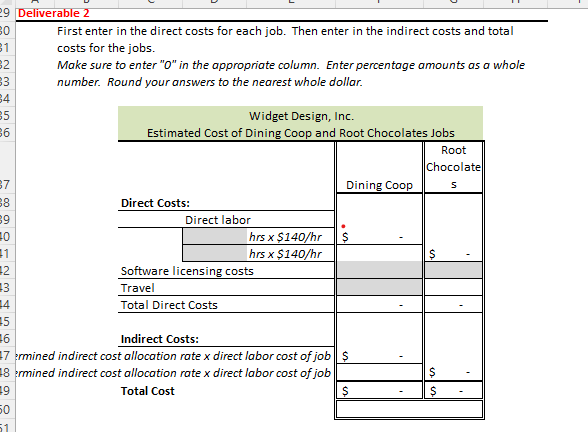 each client is a different job. Widget Design traces direct labor, licensing