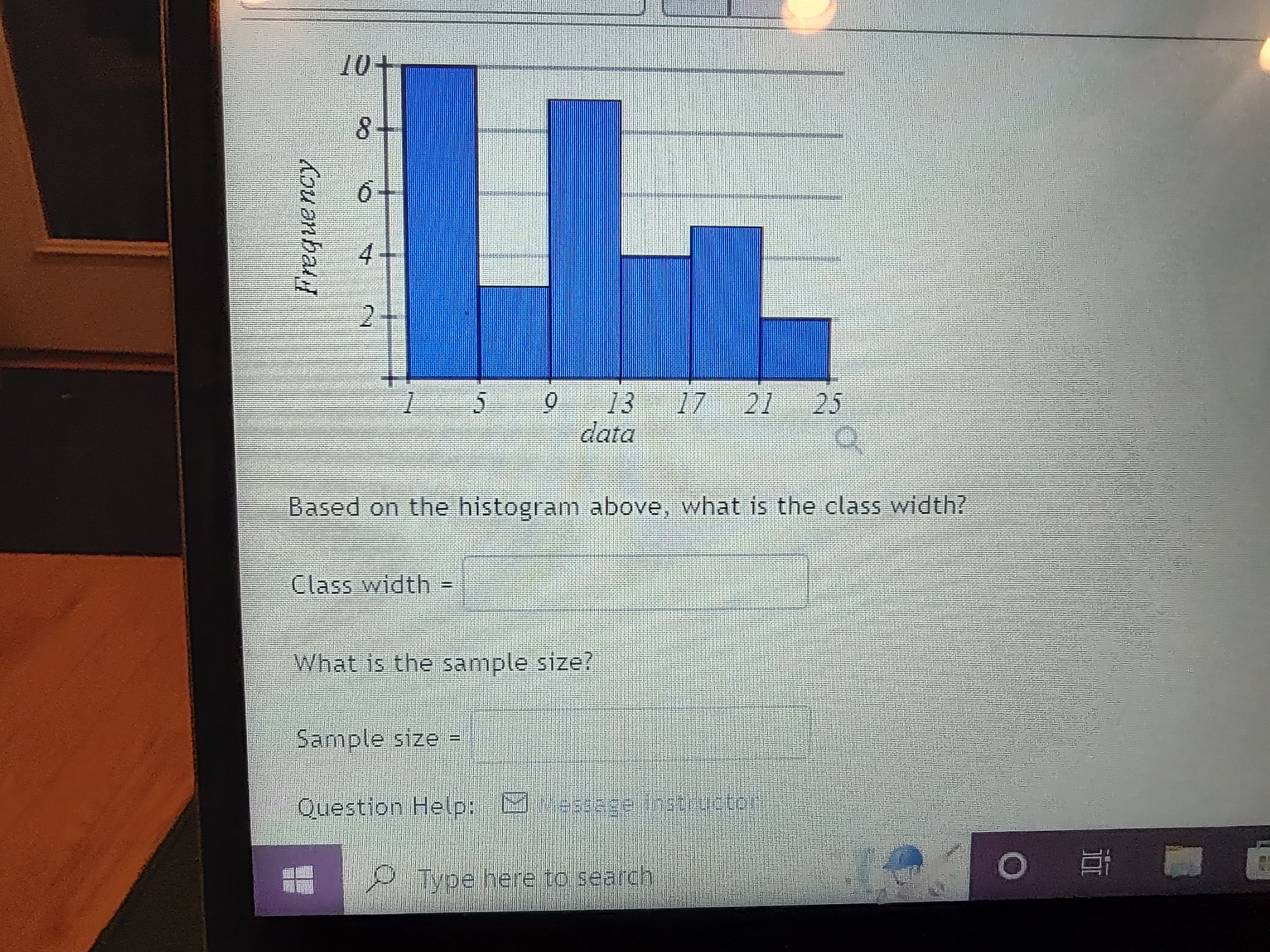 Frequency 13 17 21 25 data Based on the histogram above,