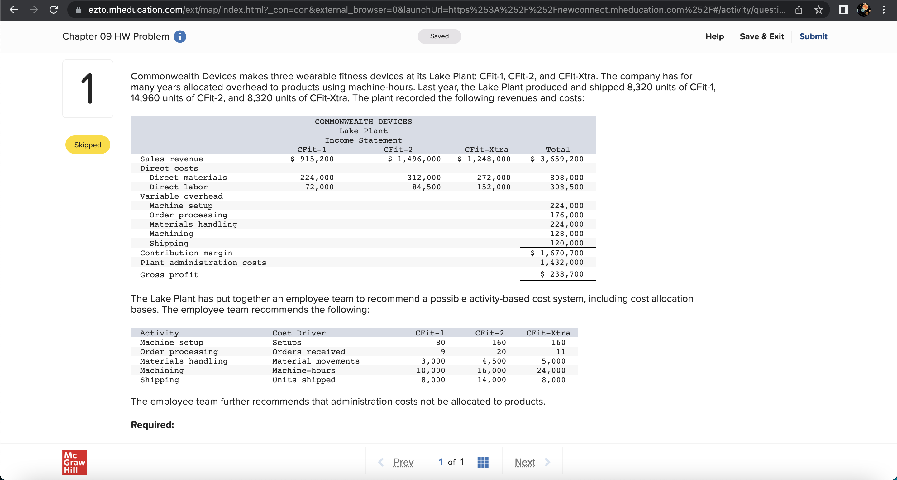  Chapter 09 HW Problem 0 Saved Help Save & Exit Submit