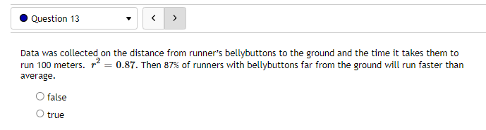 100 meters. ~* = 0.87. Then 87% of runners with bellybuttons far