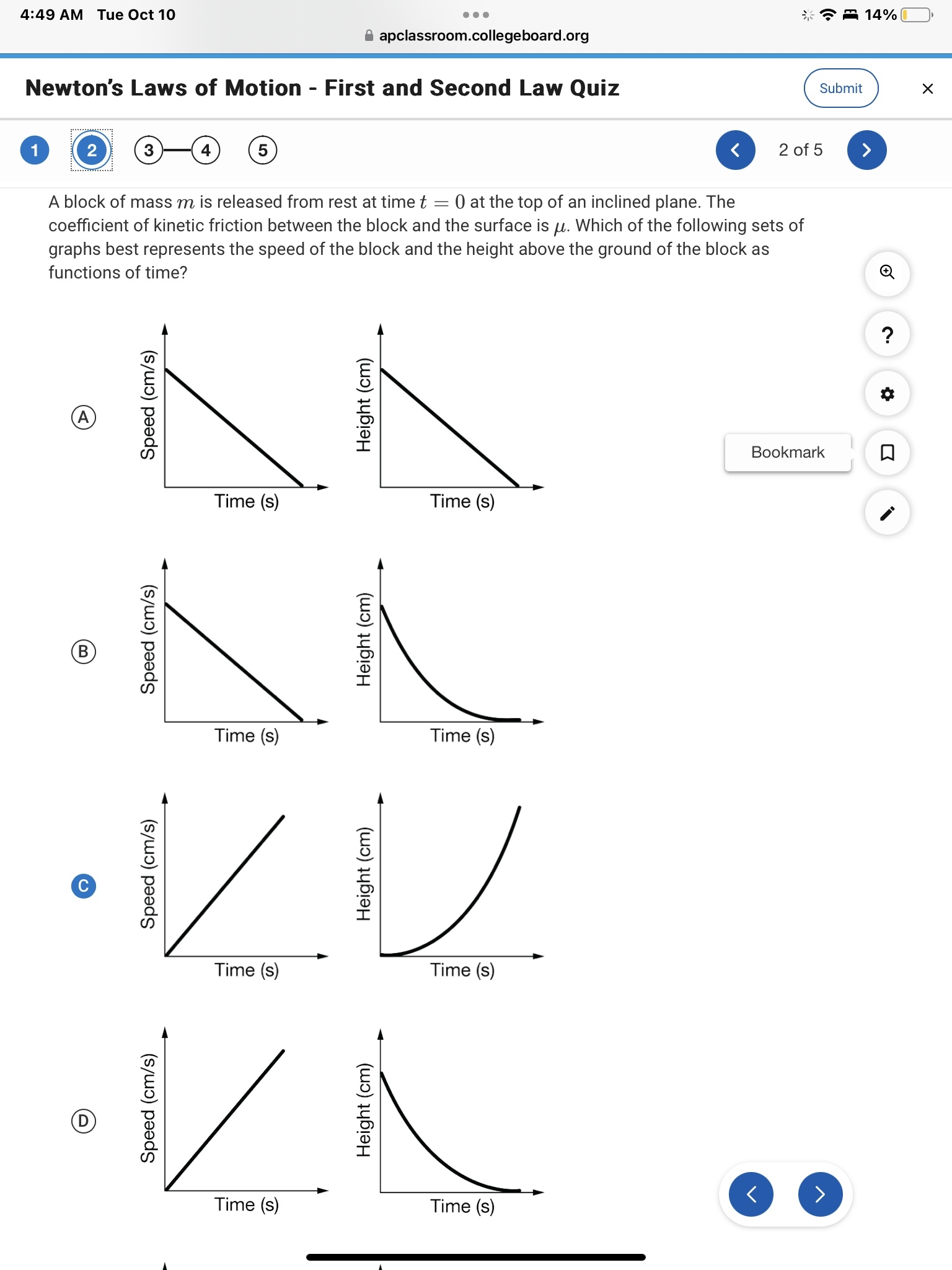 Law Quiz Submit X 1 4 5 AA apclassroom.collegeboard.org FC + Stu