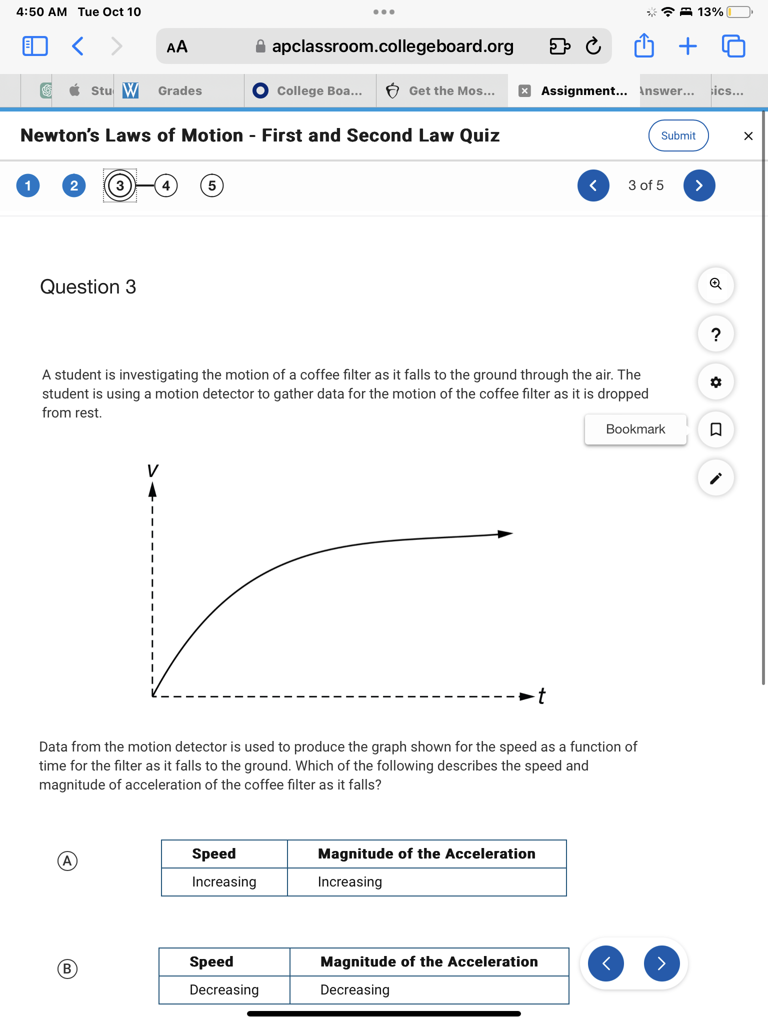 Newton's Laws of Motion - First and Second Law Quiz Submit X