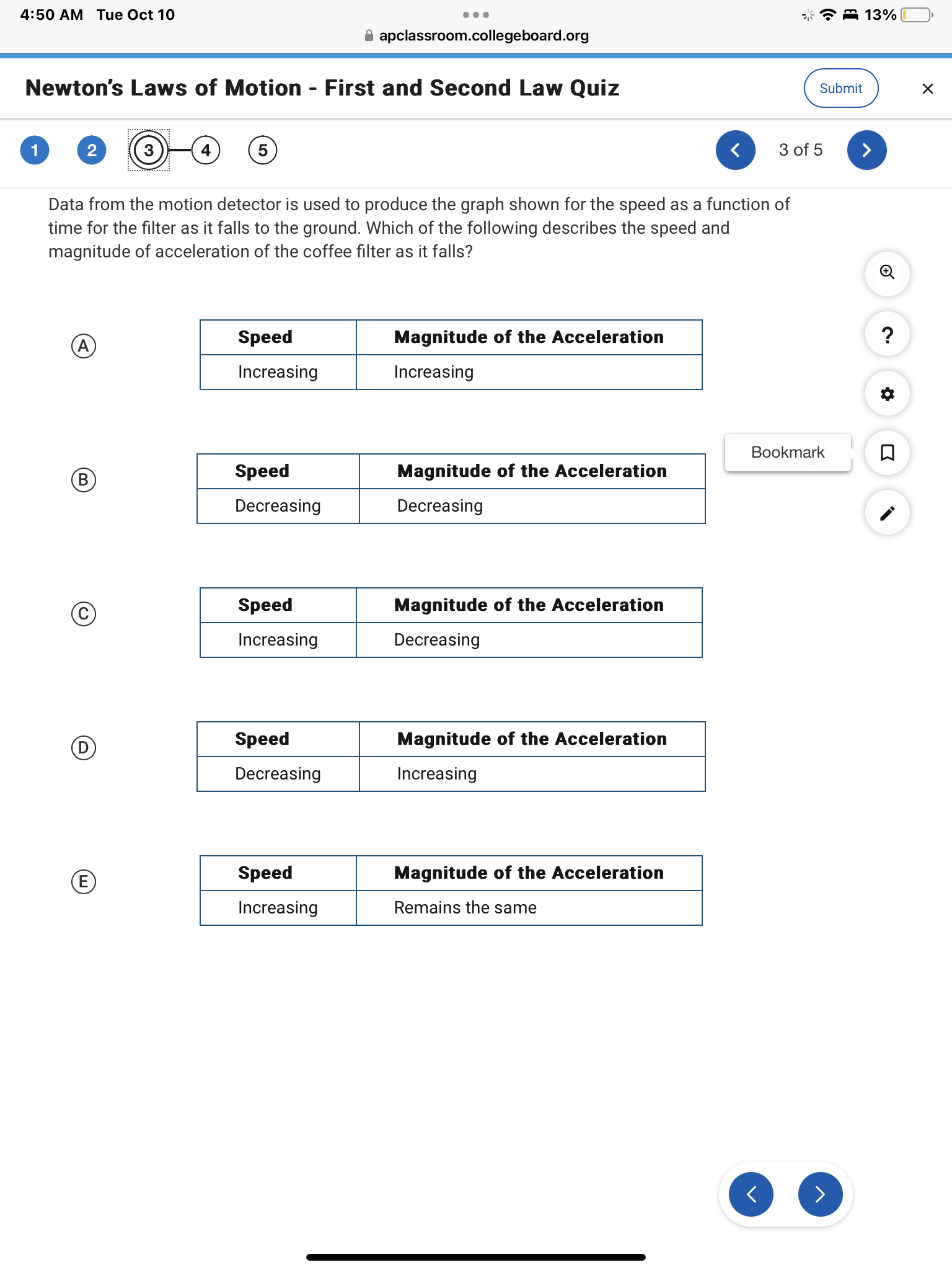 2 4 5 2 of 5 Question 2 2 m Bookmark A