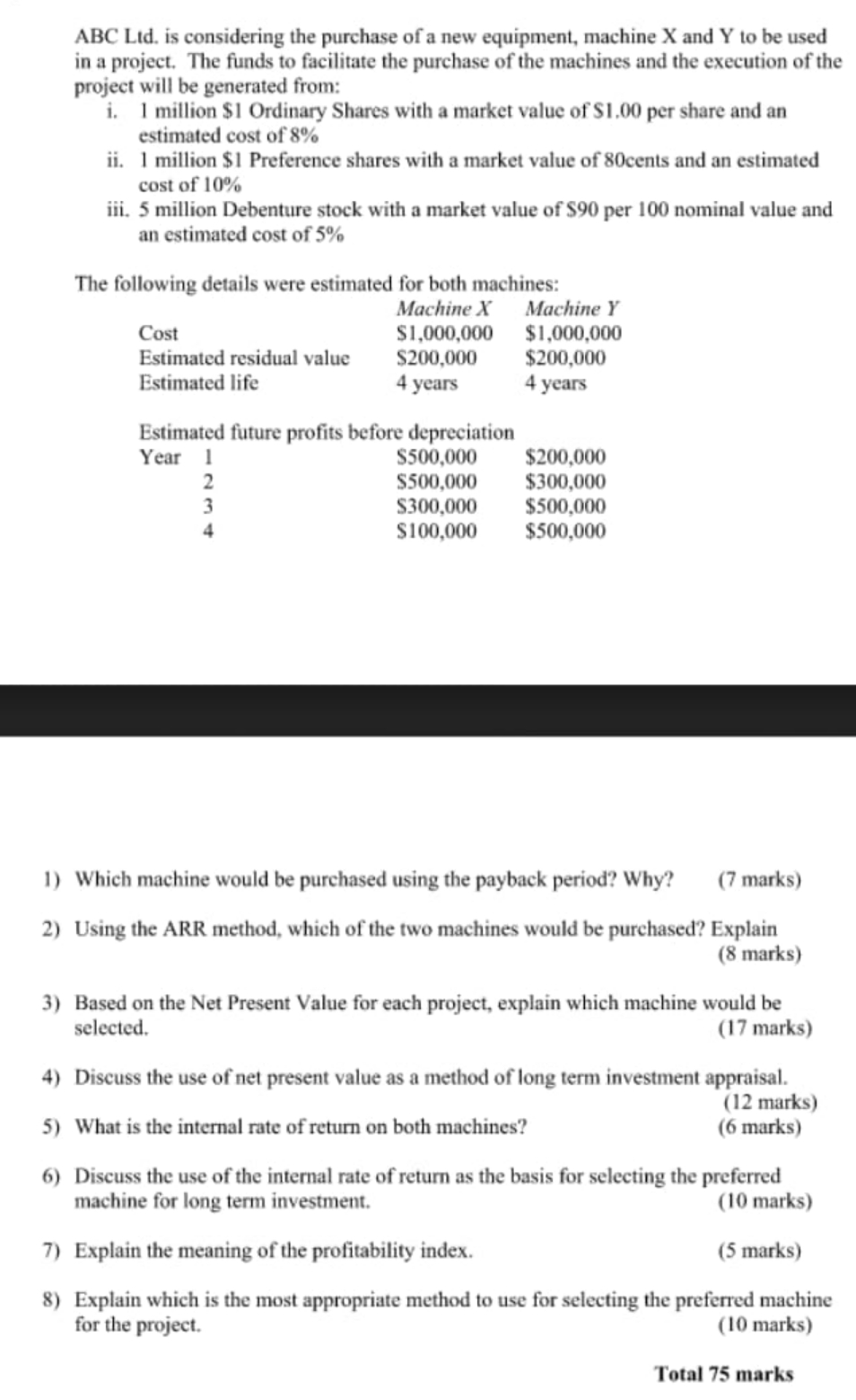 which machine would be purchase ABC Lid. is considering the purchase of