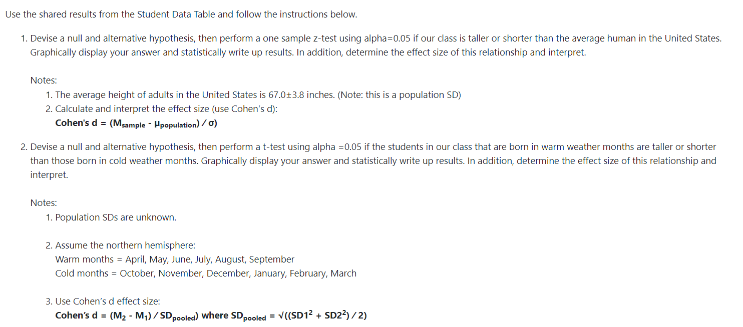  Use the shared results from the Student Data Table and follow