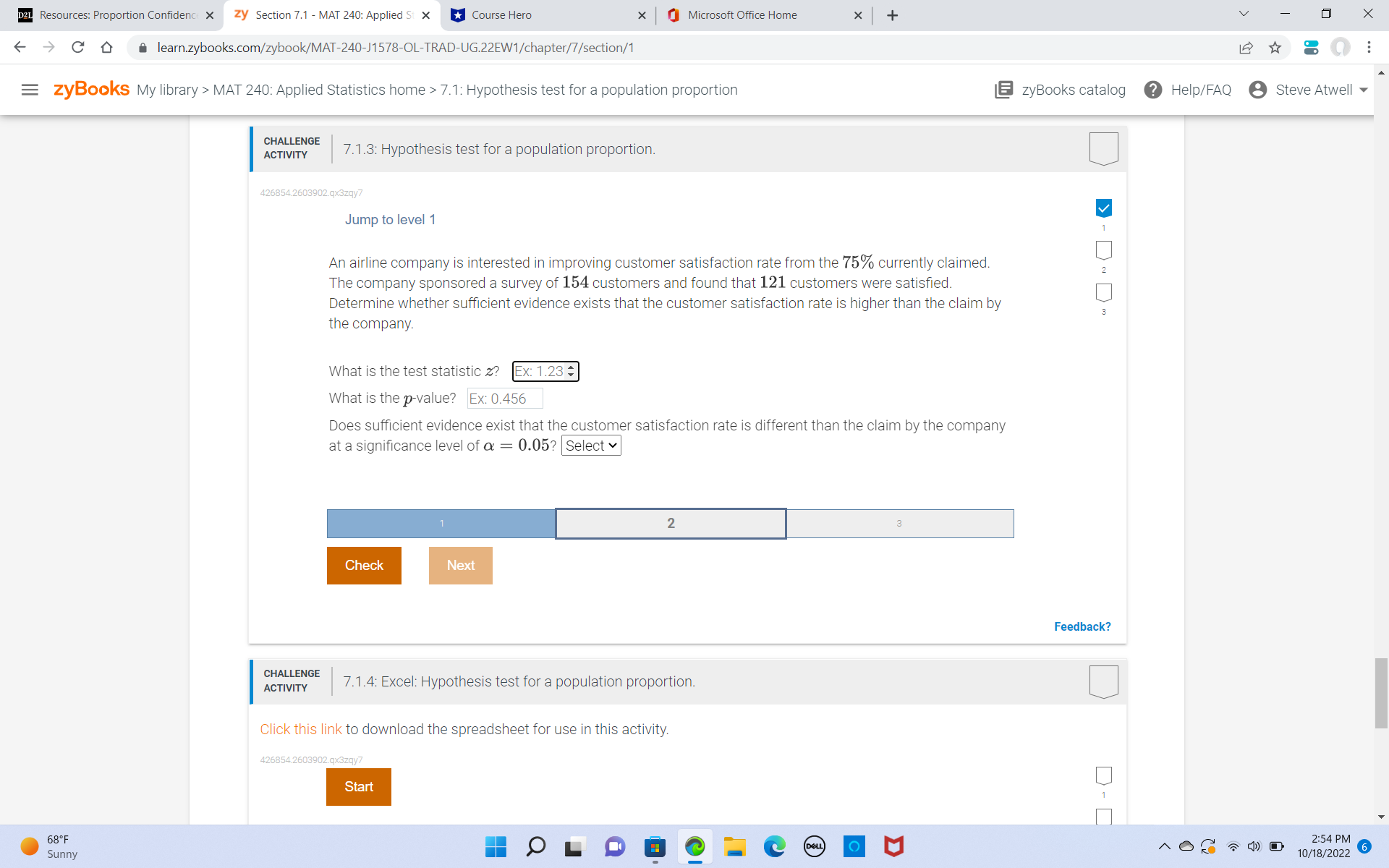  D2L Resources: Proportion Confidence Section 7.1 - MAT 240: Applied St