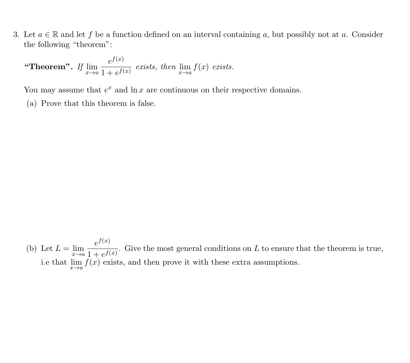 3. Let a E R and let f be a function
