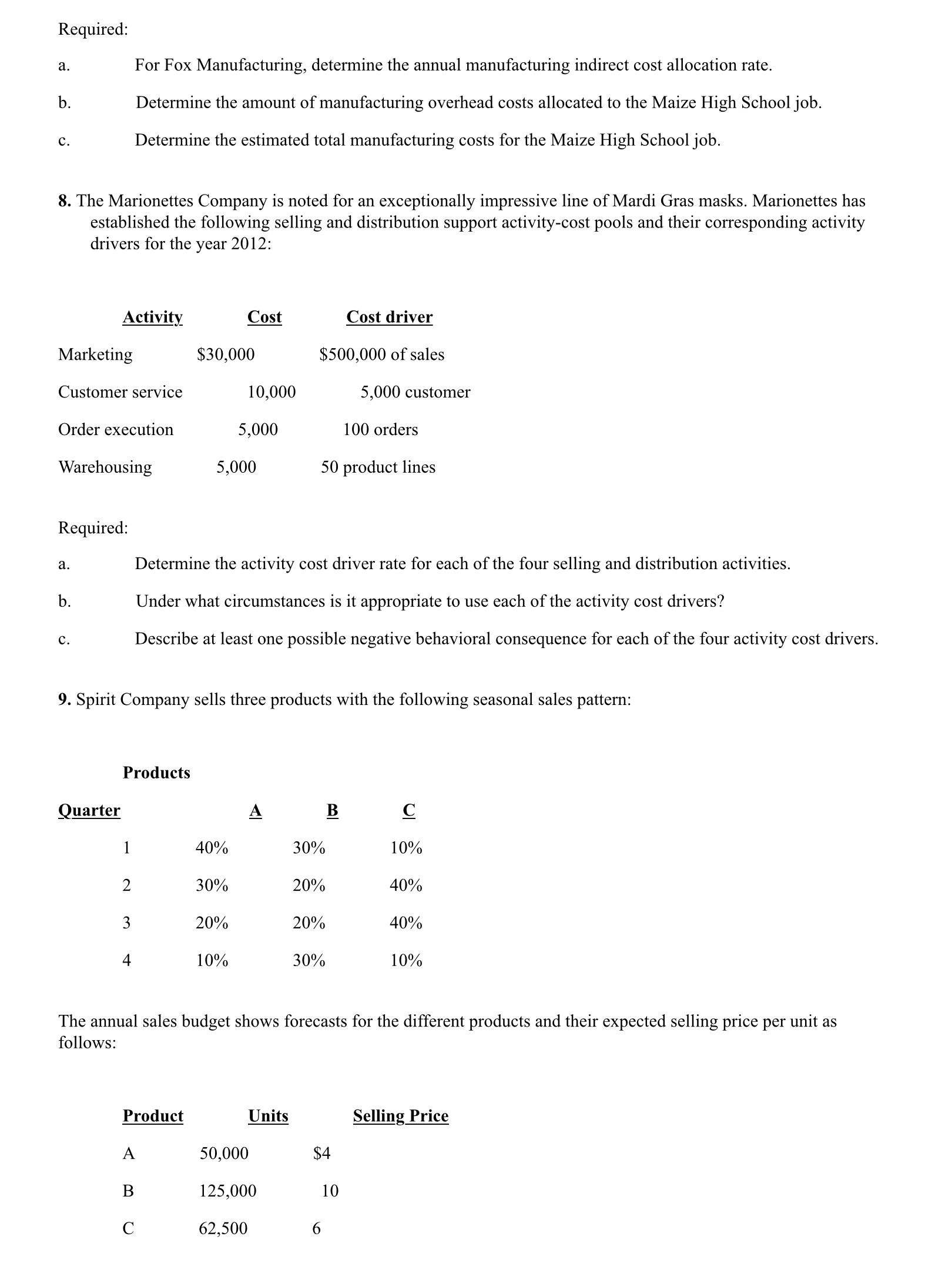 Help me tutor please Required: a. For Fox Manufacturing, determine the annual