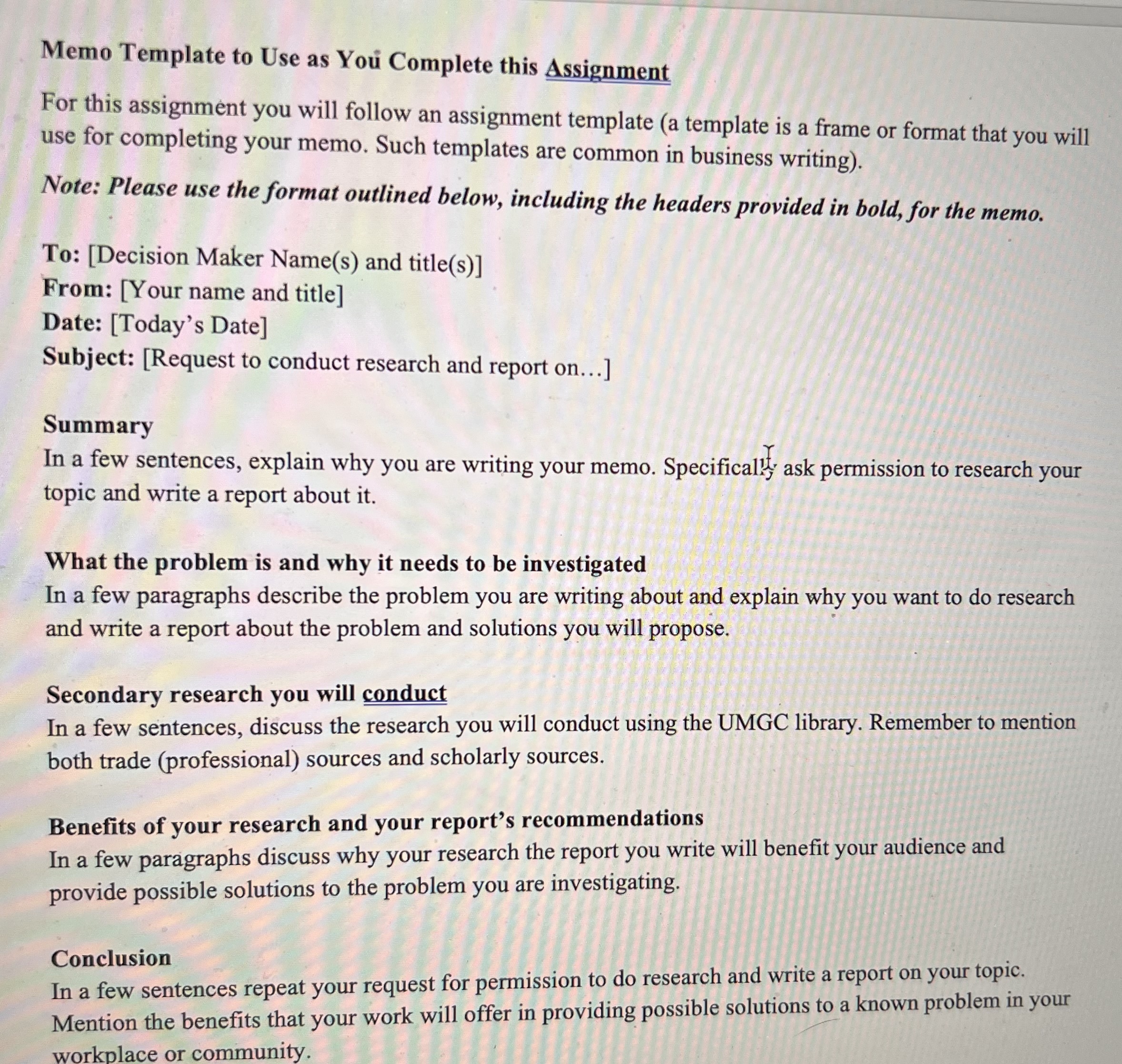 I have an assignment which is called an Proposal Memo to Decision-maker?