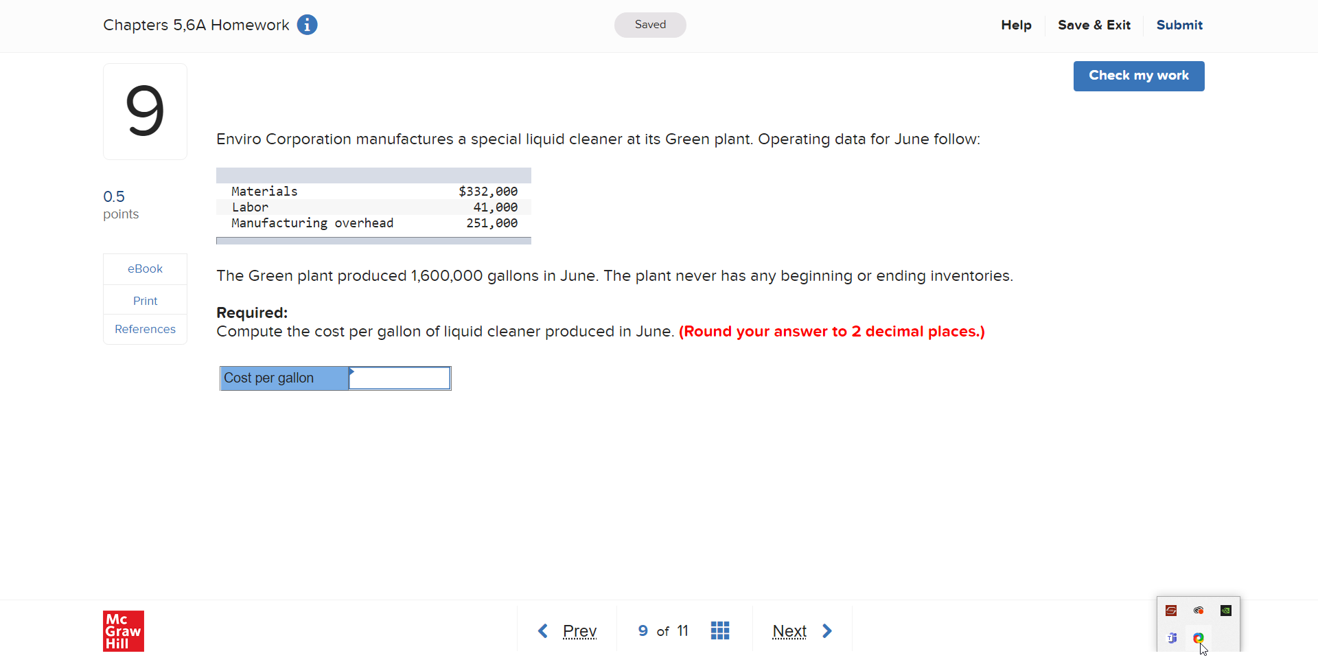  Chapters 5,6A Homework i Saved Help Save & Exit Submit Check
