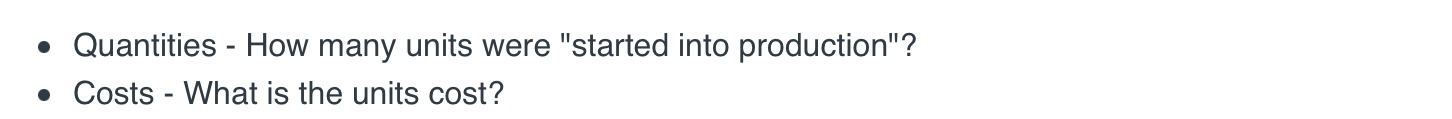 - Quantities - How many units were "started into production"? 0