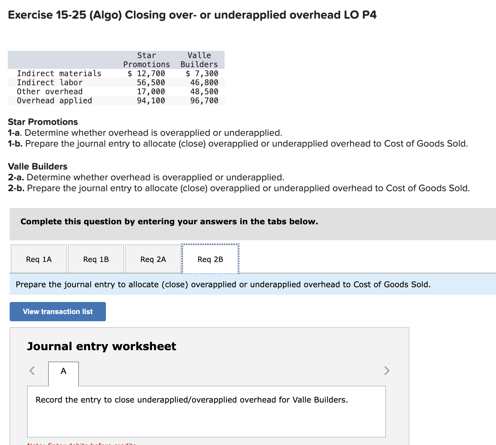 94, 100 96, 700 Star Promotions 1-a. Determine whether overhead is overapplied