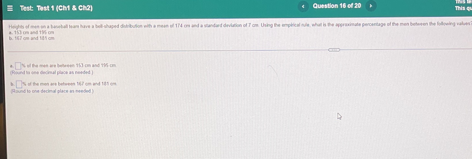  This te Test: Test 1 (Ch1 & Ch2) Question 16 of
