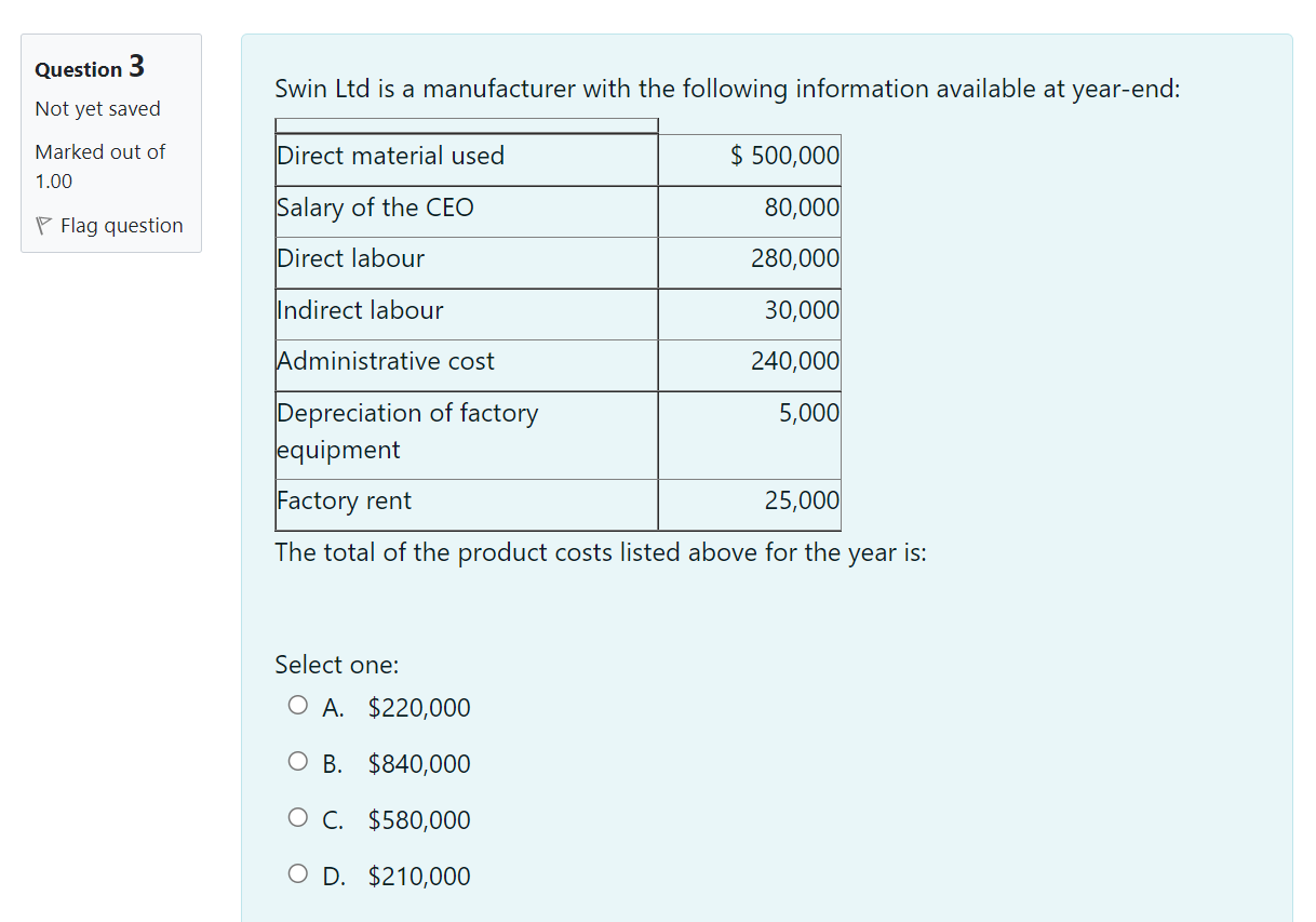hi can i have help with this please Question 3 Swin Ltd