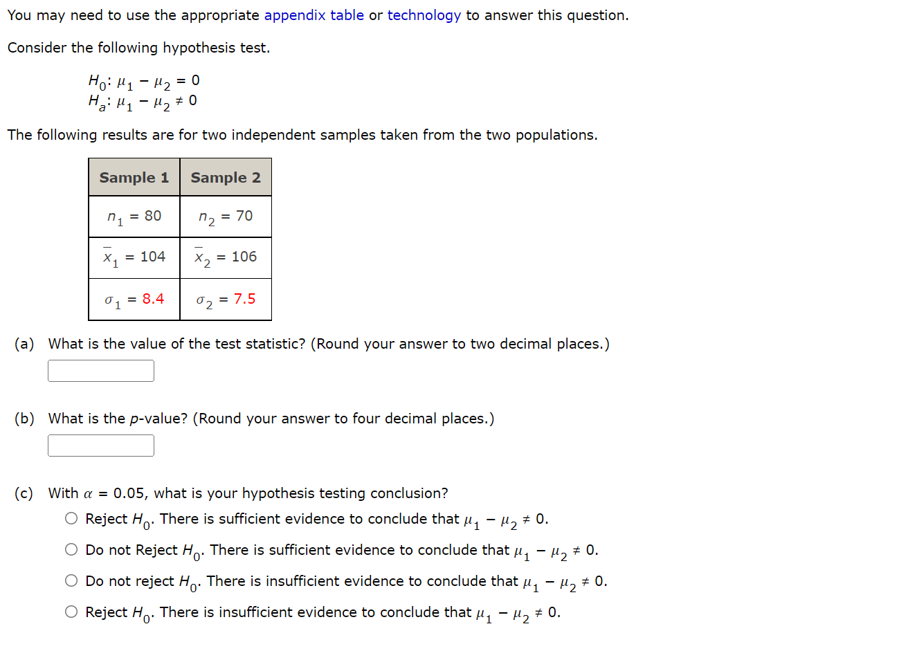 1.1 You may need to use the appropriate appendix table or technology