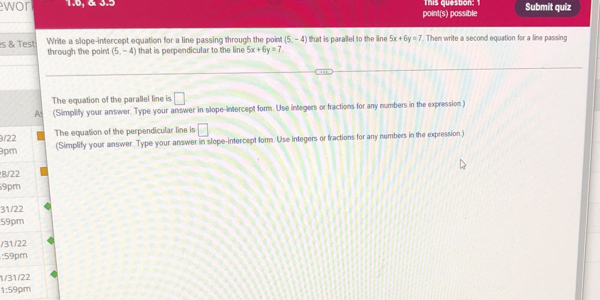 3 work 1.0, 6 J.3 This question: 1 point(s) possible Submit quiz