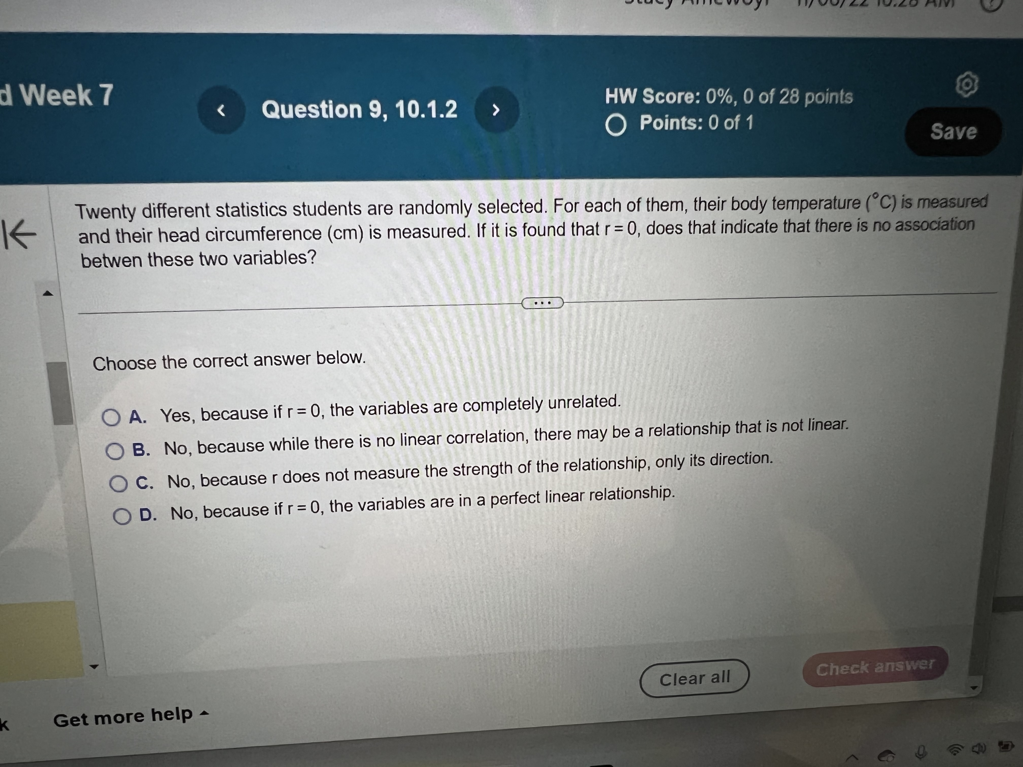  d Week 7 Question 9, 10.1.2 HW Score: 0%, 0 of