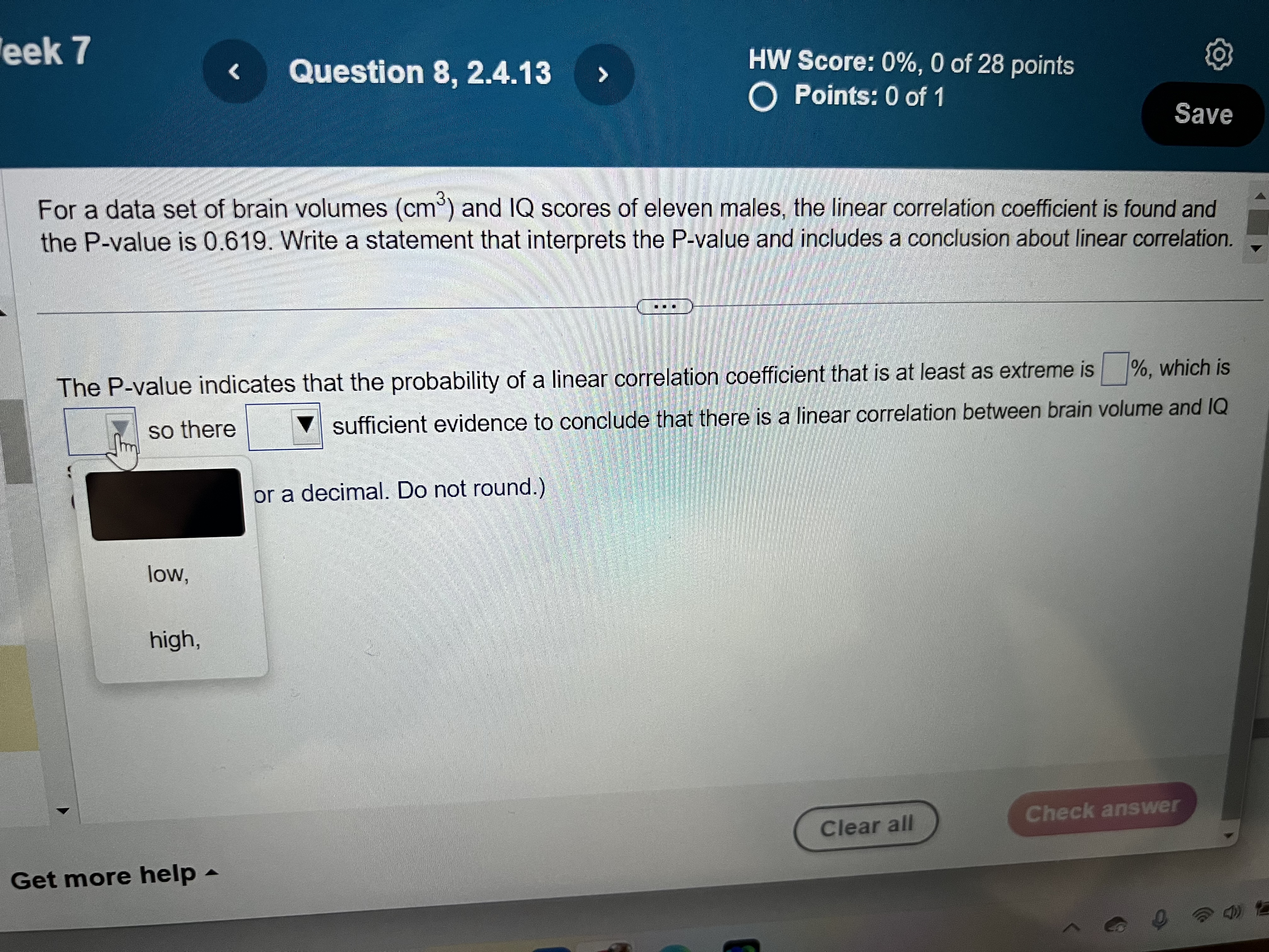association betwen these two variables? Choose the correct answer below. O A.