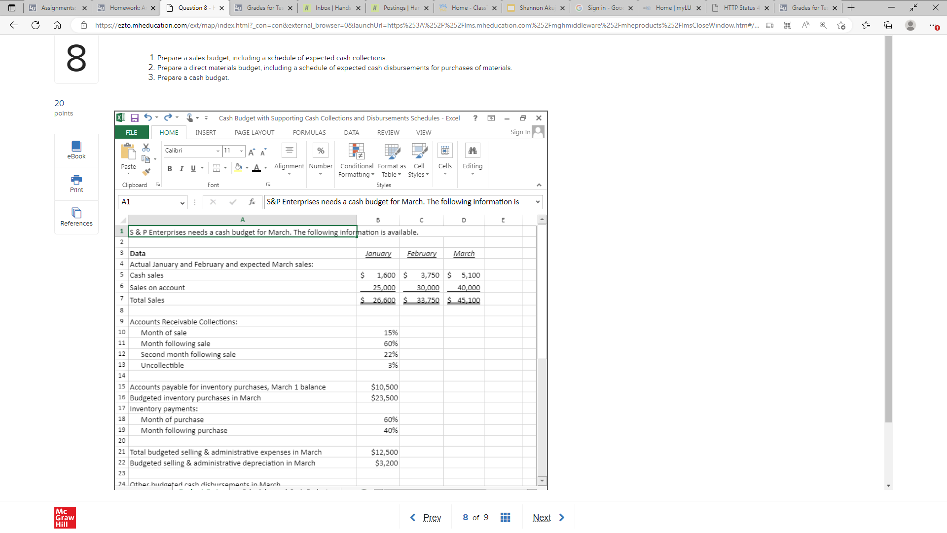 | Assignments: X L Homework: A X _ Question 8 -