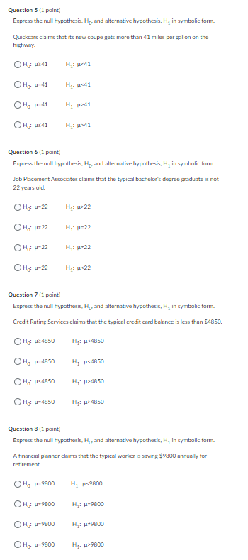hypothesis, H, in symbolic form. A consumer advocacy group claims that at