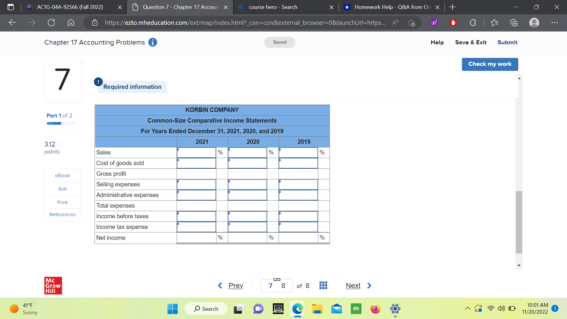X X https://ezto.mheducation.com/ext/map/index.html?_con=con&external_browser=0&launchUrl=https... A C . . . Chapter 17 Accounting Problems