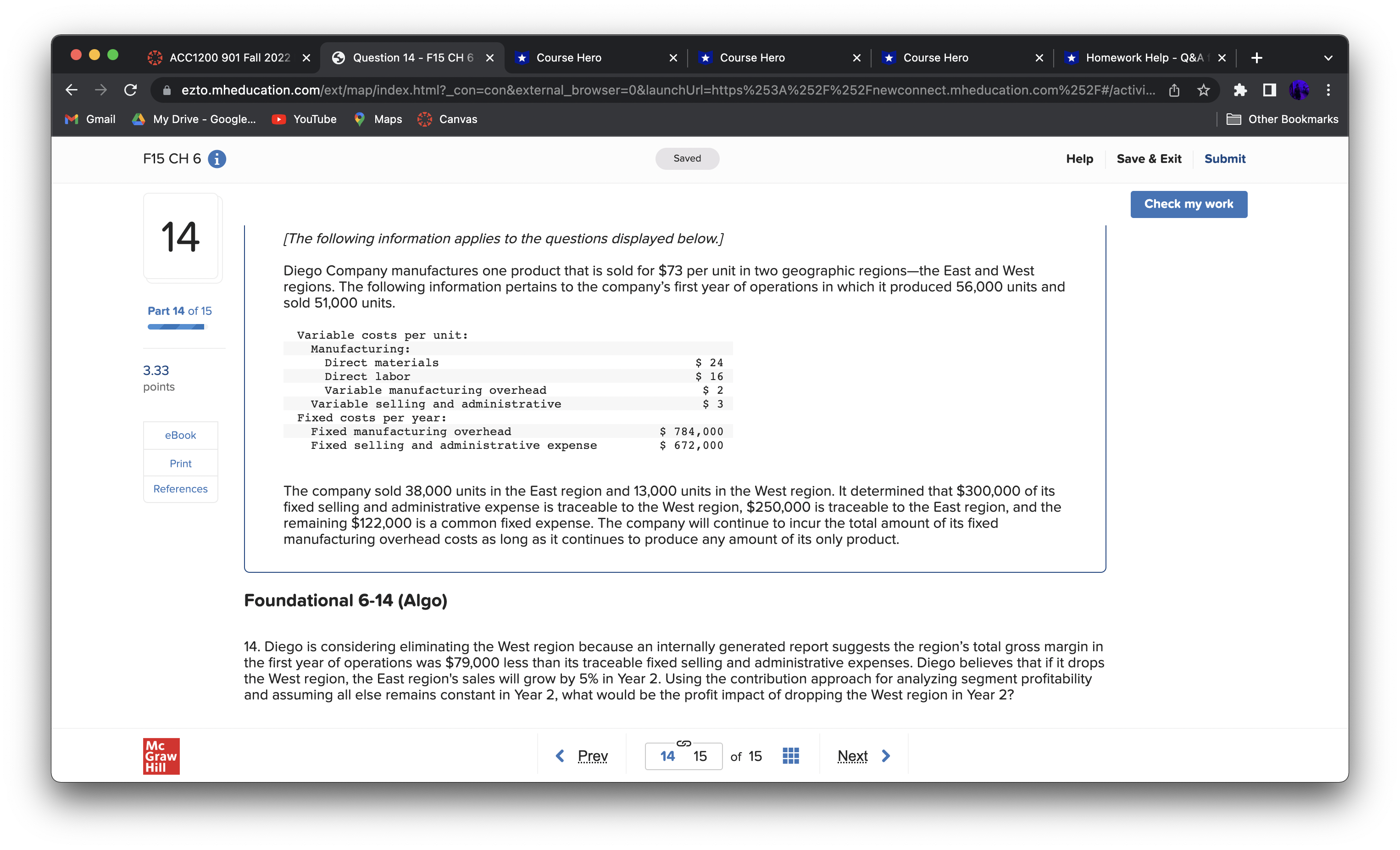 . . ACC'IZOO 901 Fall 202 X 6 Question 14 7
