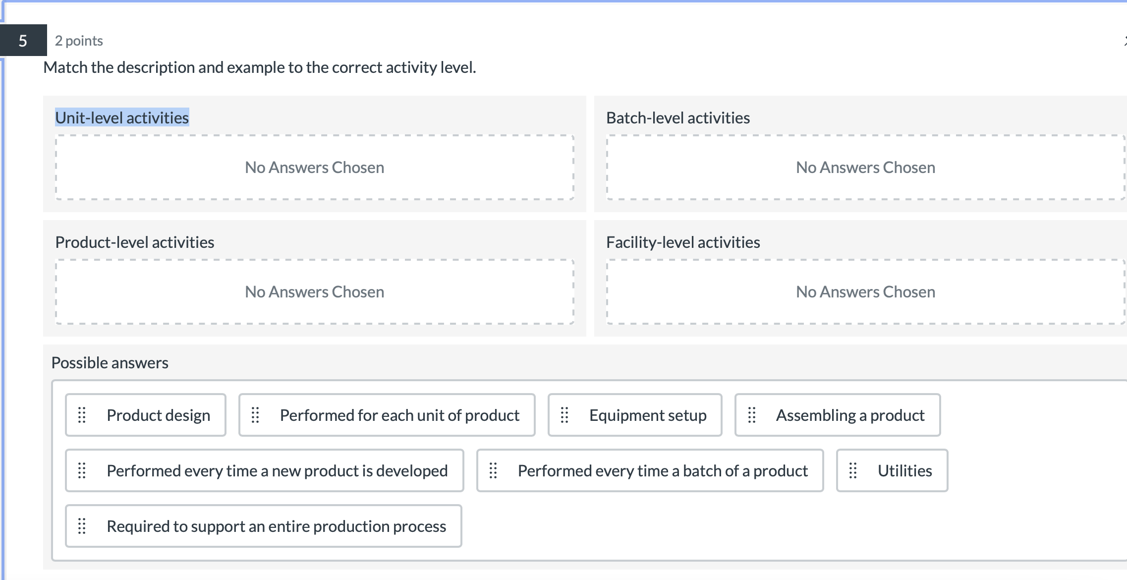l 2 points Match the description and example to the correct