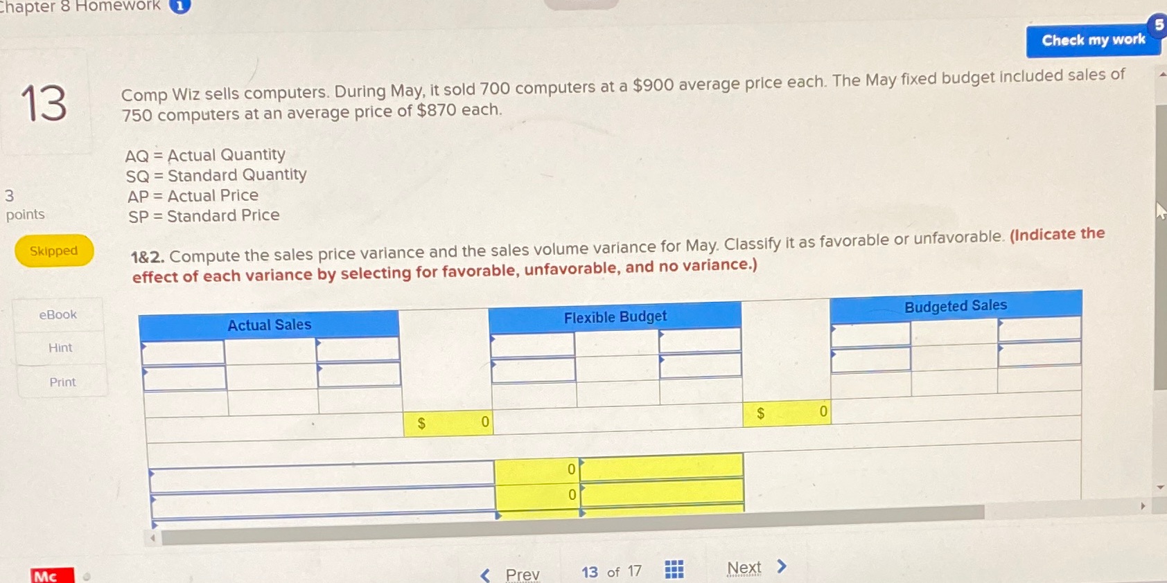 Chapter 8 question 13 Chapter 8 Homework 1 Check my work 13