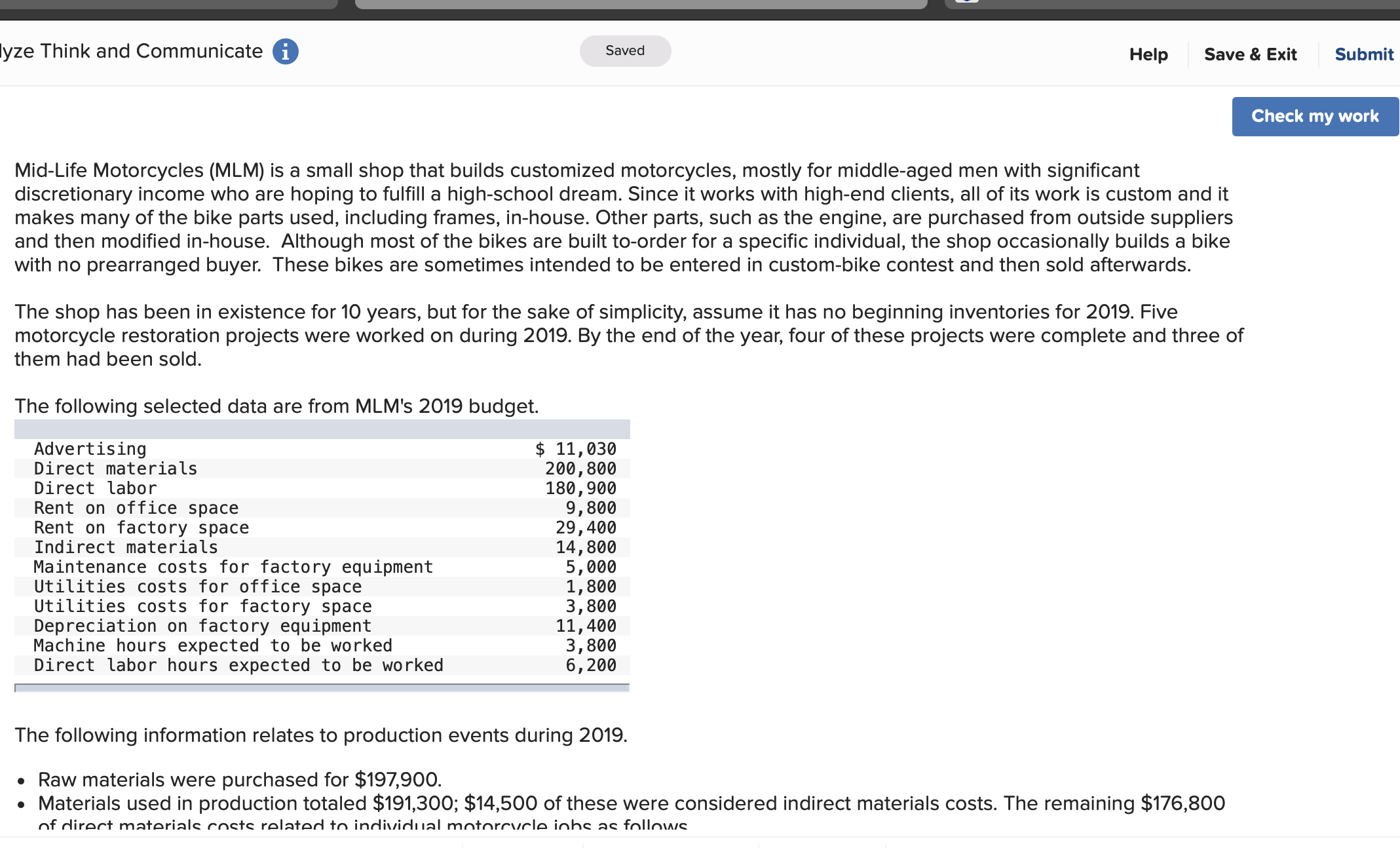  yze Think and Communicate i Saved Help Save & Exit Submit
