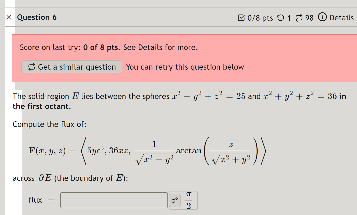 Please teach how to solve The answer is pi/2 X Question 6