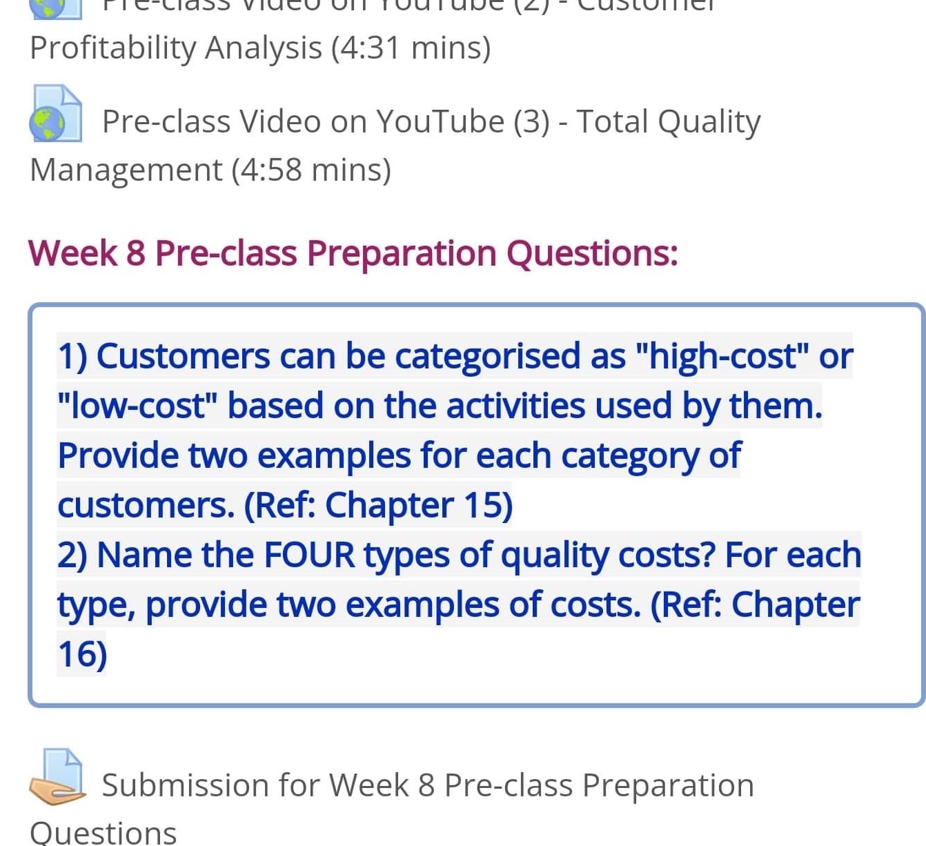  Profitability Analysis (4:31 mins) Pre-class Video on YouTube (3) - Total
