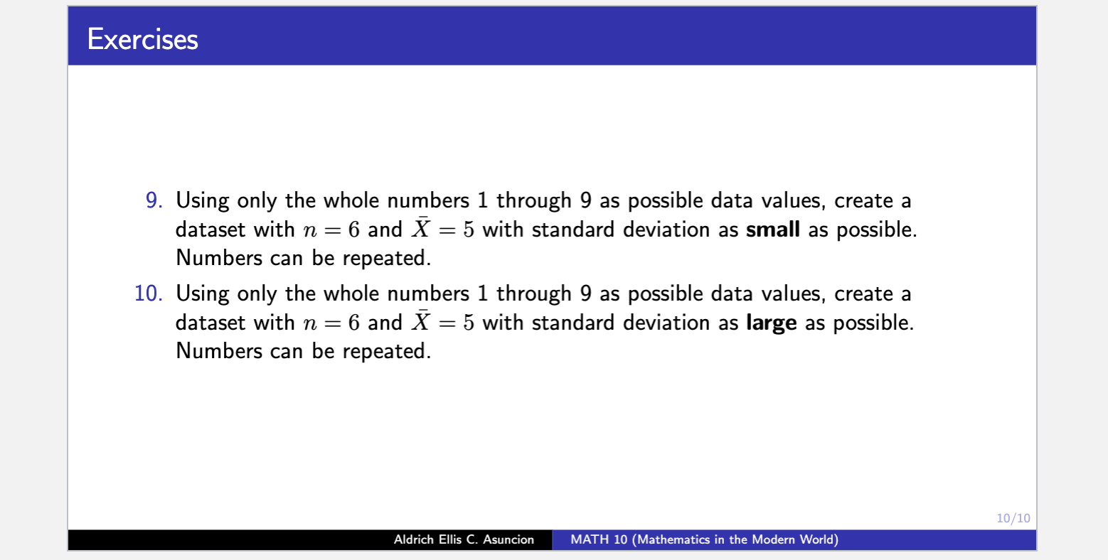  Exercises 9. Using only the whole numbers 1 through 9 as