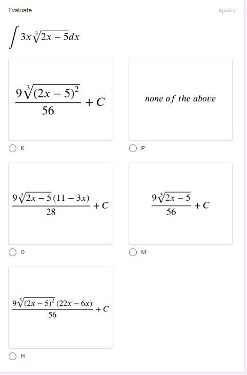 OM /7(1 - cos 21) du OPEvaluate 3 points -4x2 +8x dx