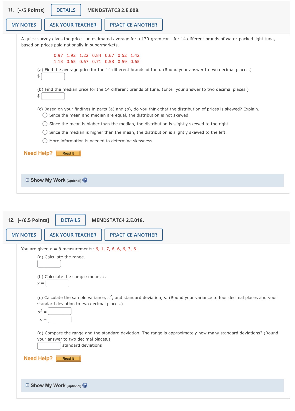Please answer correctly 11. [-15 Points] DETAILS MEN DSTATCB 2.E.008. MY NOTES