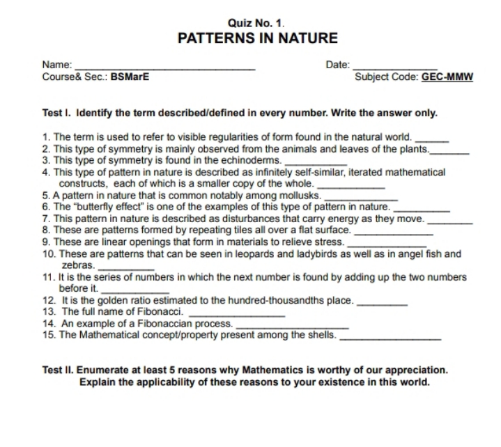 Answer Test 1 and Test 2 ( with brief explanation). Thank You.