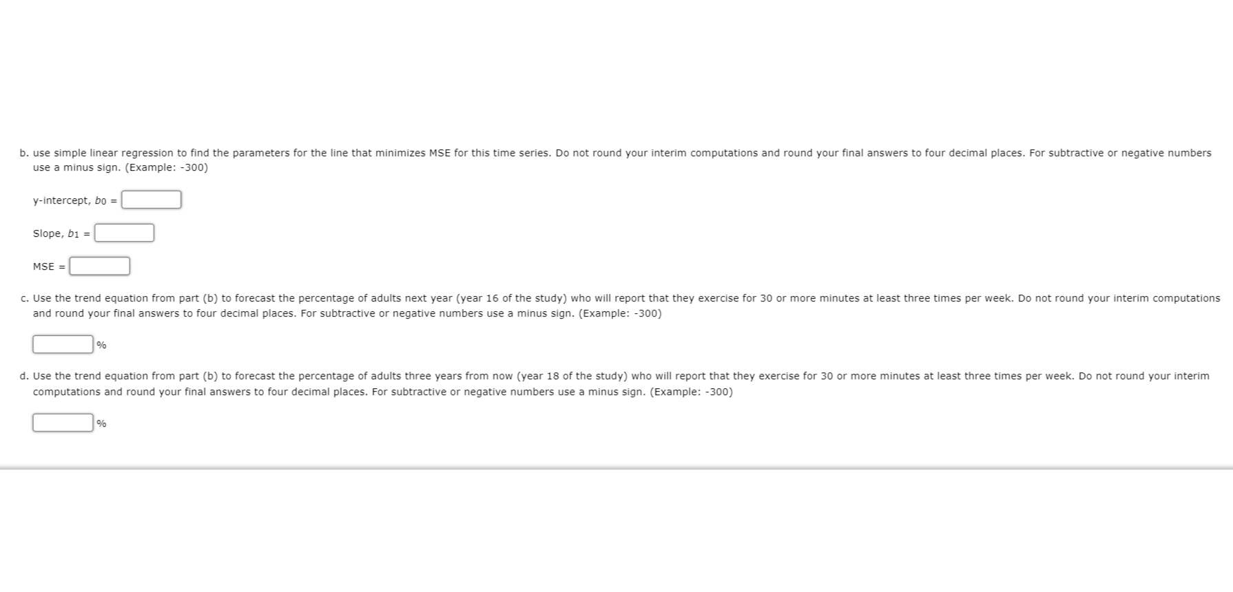  b. use simple linear regression to find the parameters for the