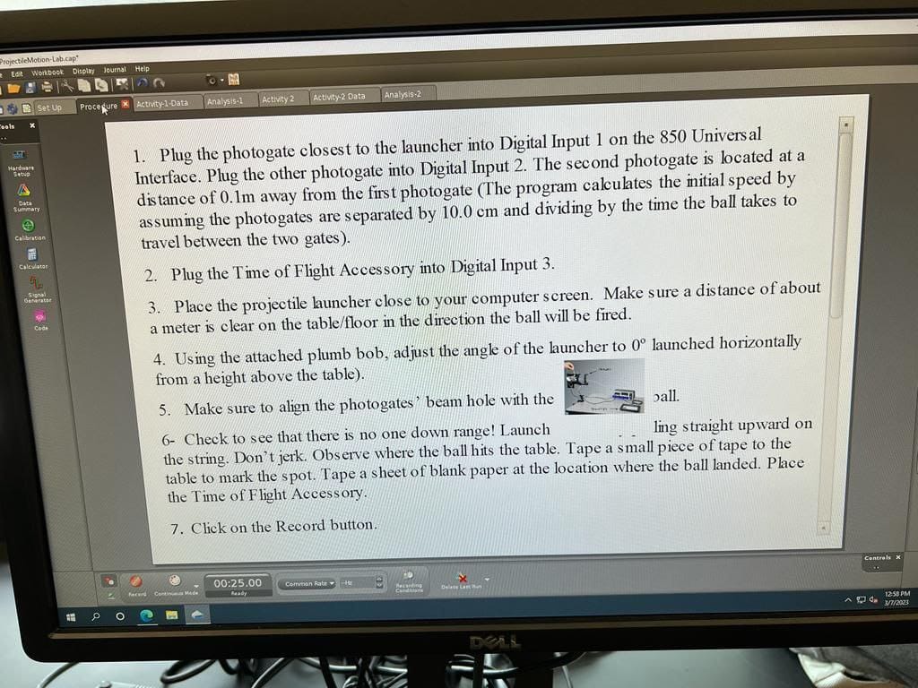 Two one meter sticks Coda 4. Two photogates 5. Time of flight