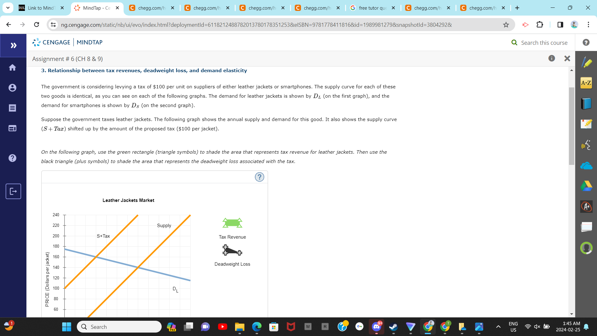  D2L Link to Mind X MindTap - Ce X C chegg.com/h